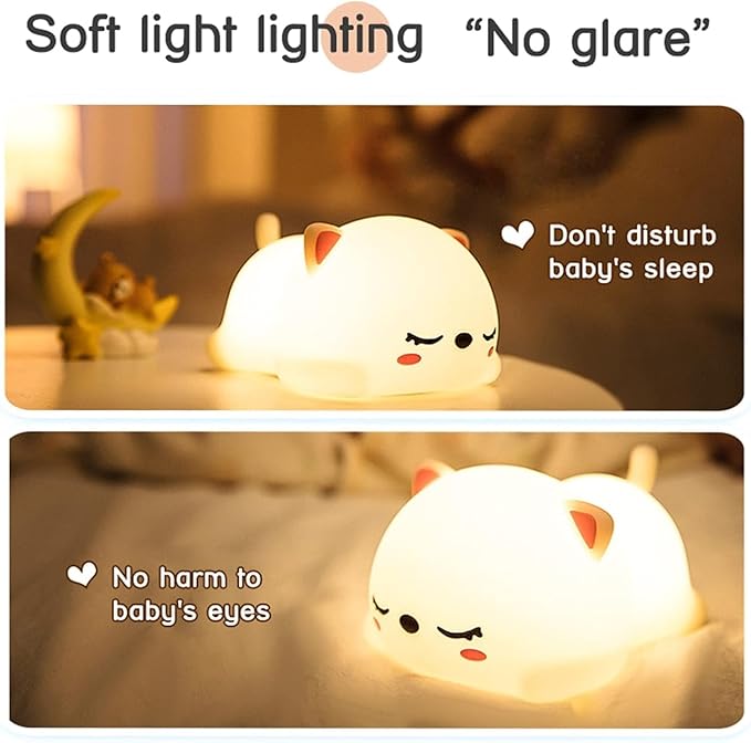 Silicon Snoring Cat Night Lamp